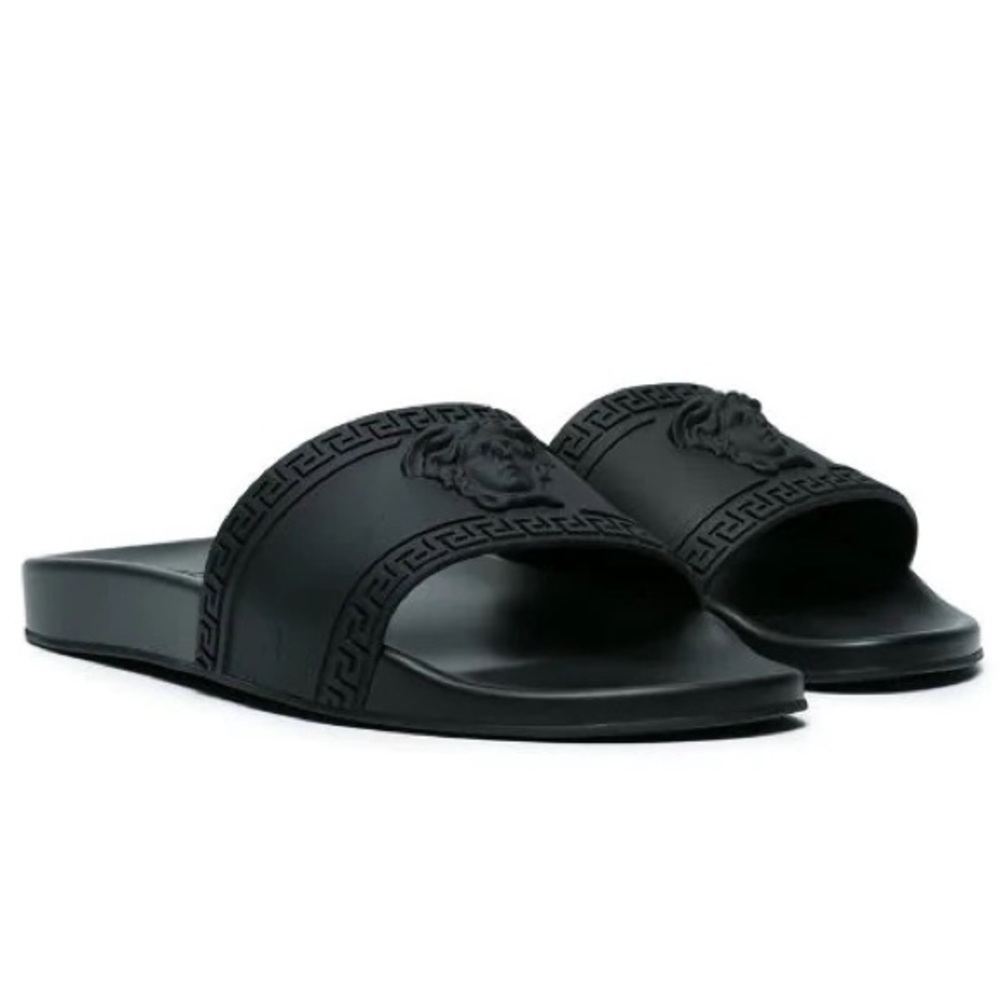 Versace Palazzo Medusa Pool Slides in Black